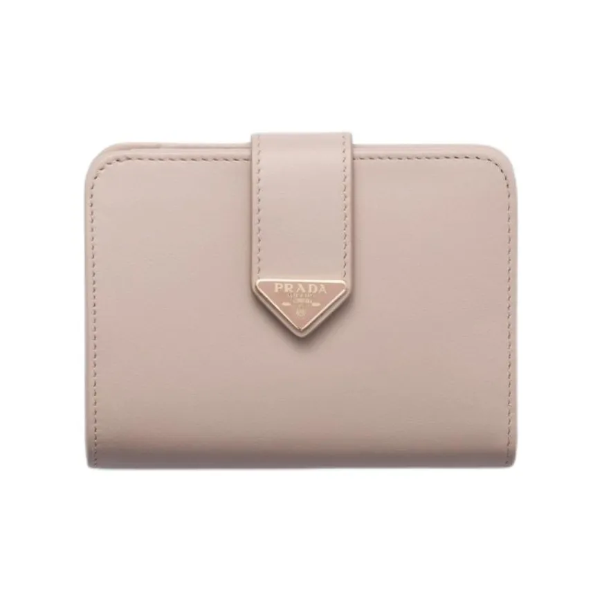 PRADA Leather Wallet Women's Water Lily Pink