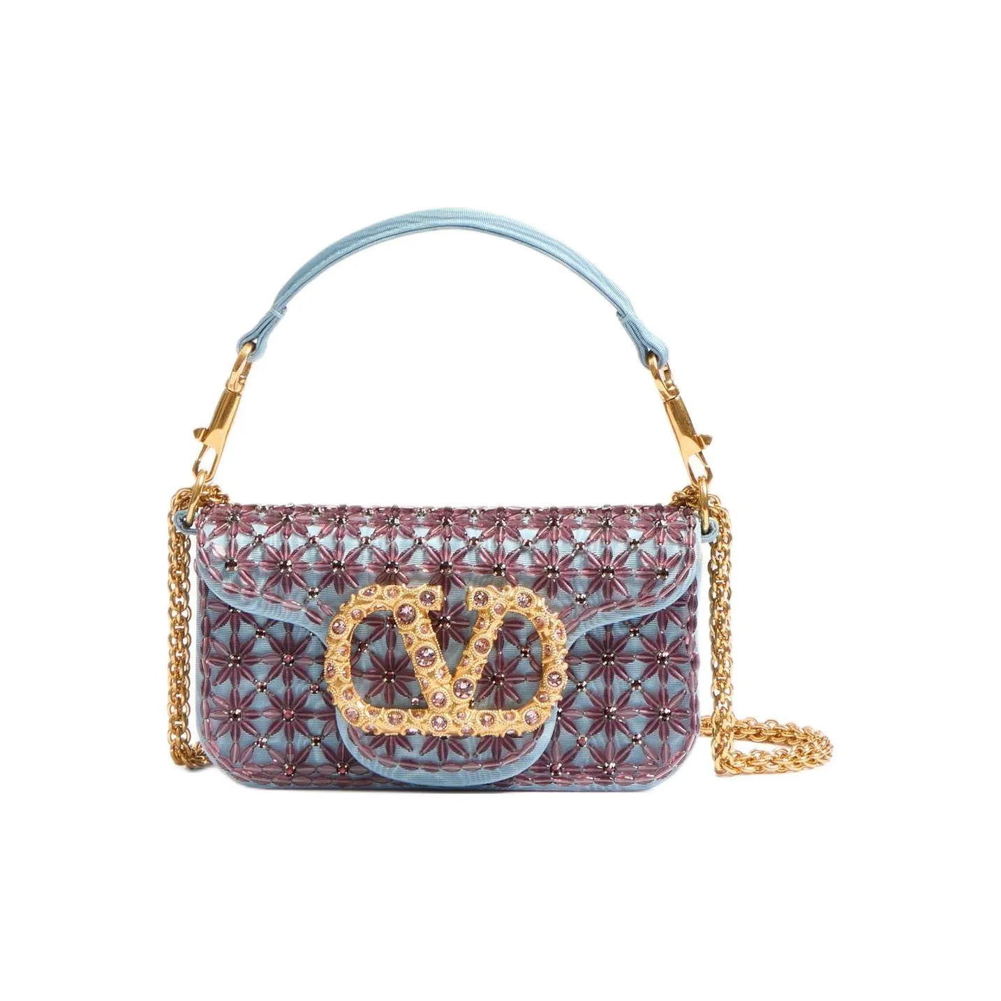 Valentino Locò Cloud Pattern Fabric Crossbody One Shoulder Handbag Trumpets Women's Amethyst Color
