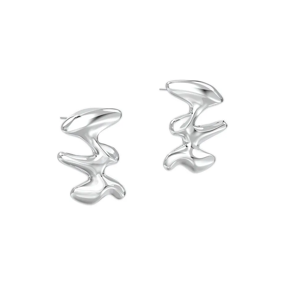 Mistova JEWELRY White Gold Plated S925 Silver Wilderness Hoop Earrings Women's