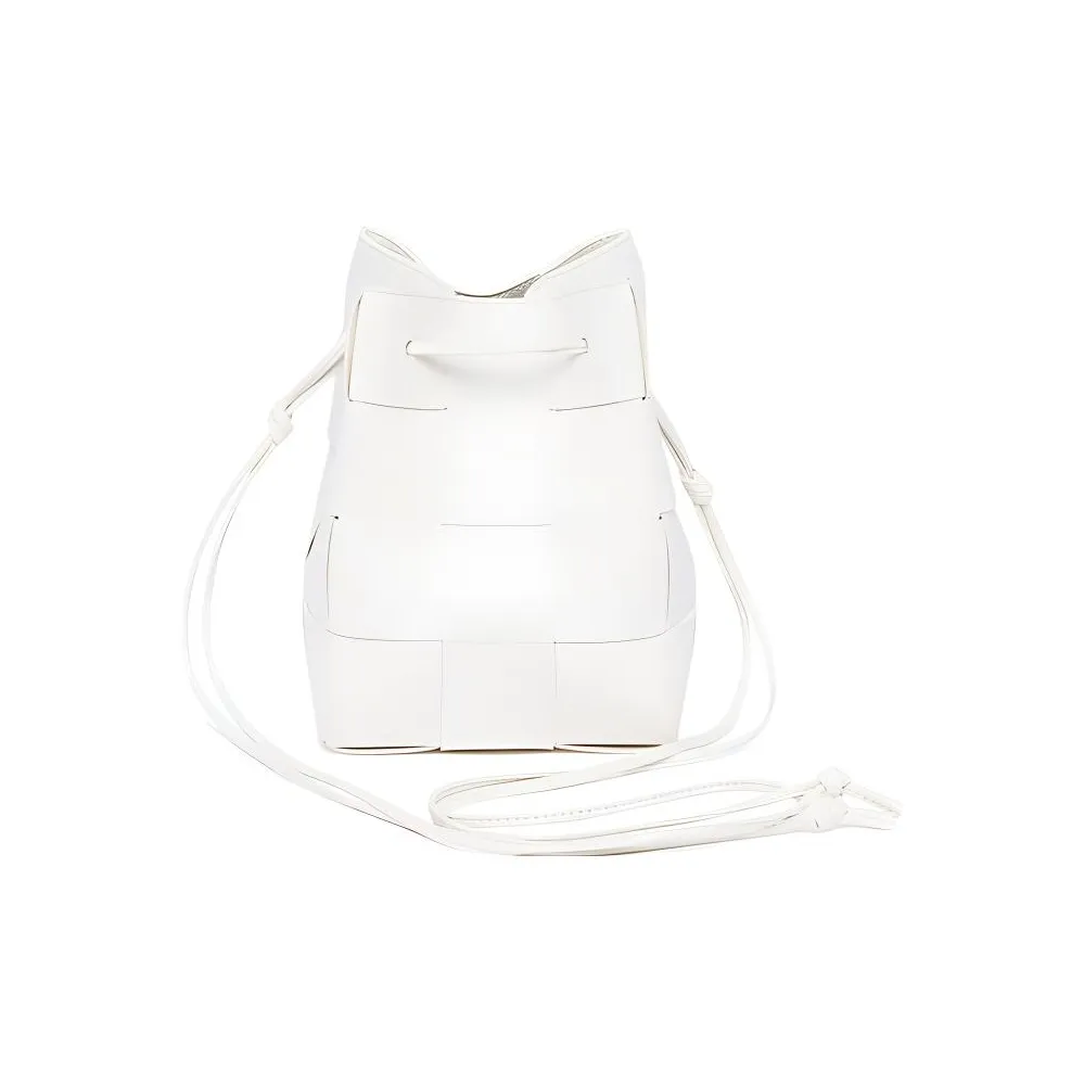 Bottega Veneta CASSETTE Pillow Bag Lambskin Bucket Bags Shoulder Bag Crossbody Bag Small Size Women's White