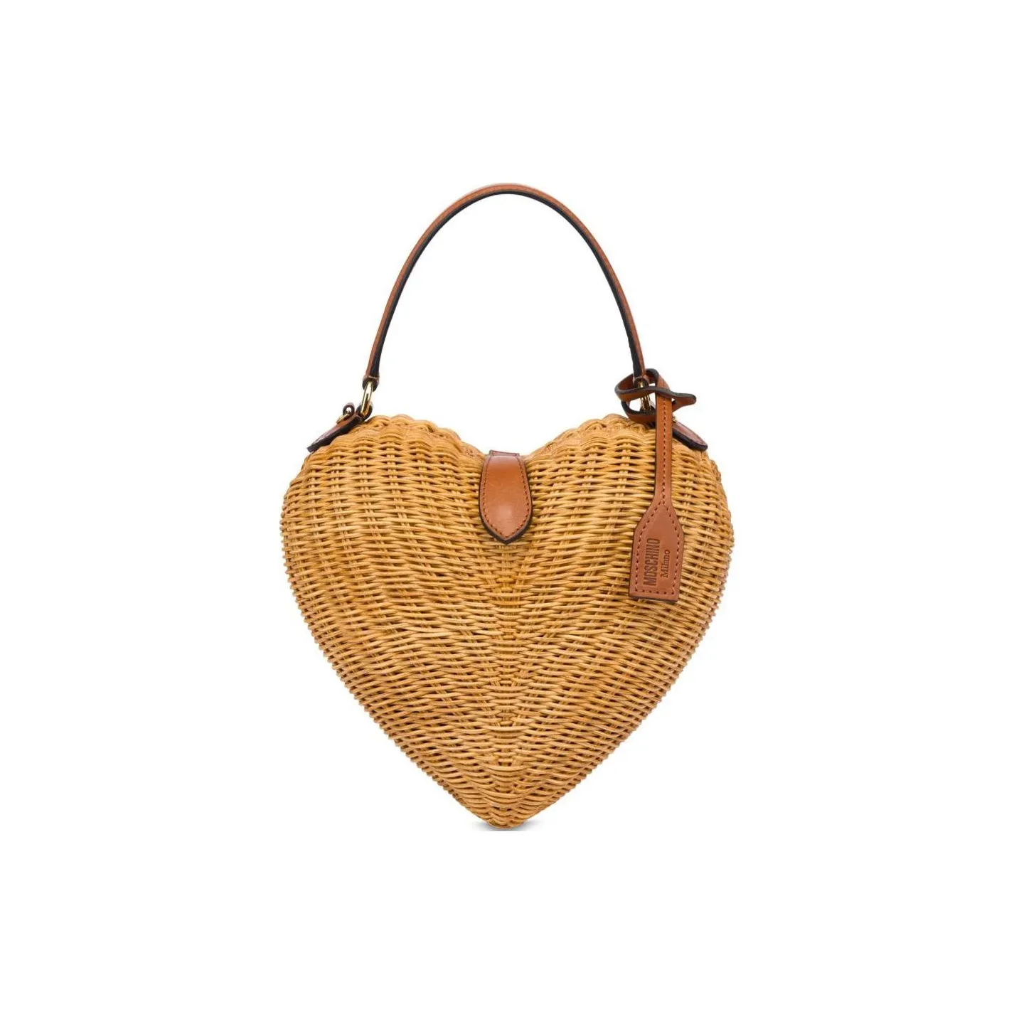 MOSCHINO Wooden Heart Shaped Bag, Shoulder Bag, Crossbody Bag, Handbag Women's Beige