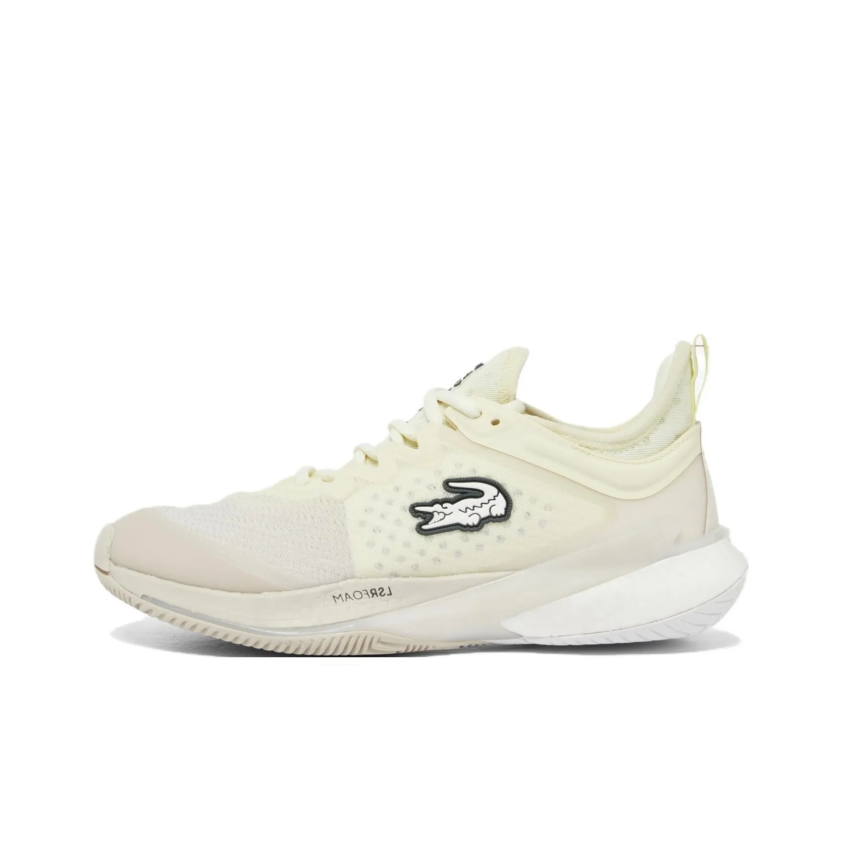 LACOSTE AG LT23 Lite Lightweight Low Top Tennis Shoes Women's Beige Yellow