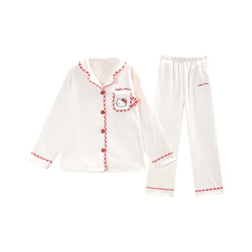 GUKOO Hello Kitty Корова Сливочный Женские Пижамные Комплекты