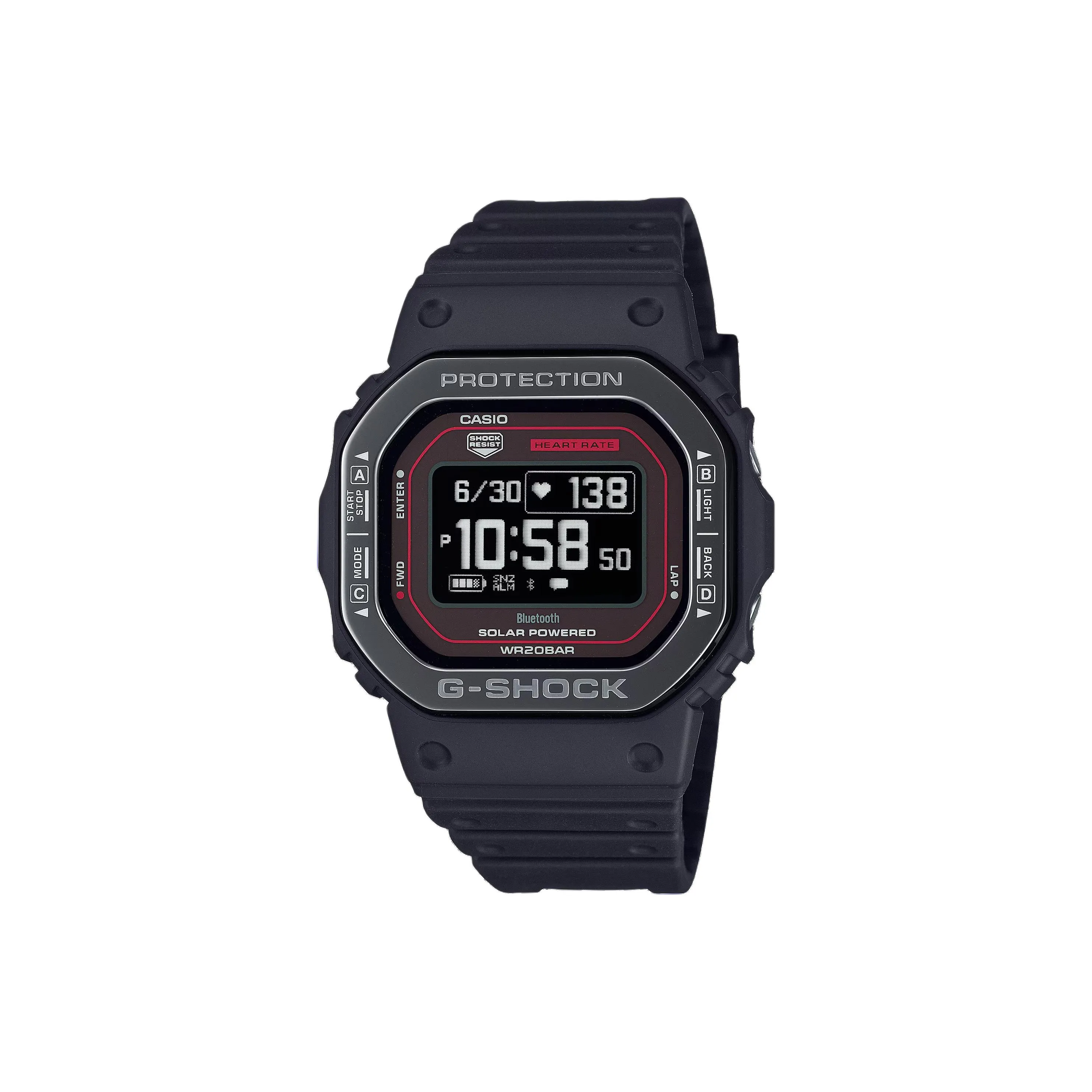 CASIO 5600 Collection Солнечный Кварцевый механизм Смольный ремешок Часы Мужские Черный циферблат