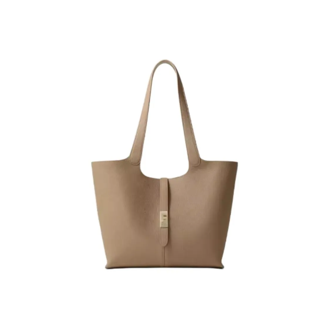 FION Cow Leather Tote Bag, Shopping Bag, Handbag, Shoulder Bag Tubas Women's Cream Apricot