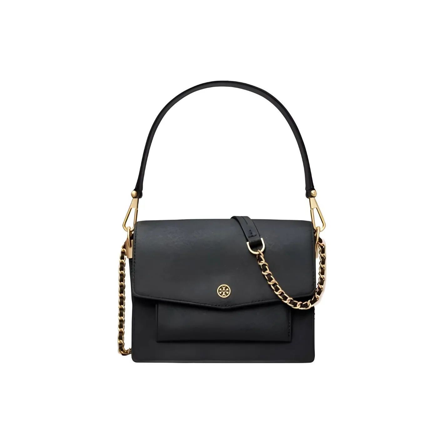 TORY BURCH Robinson Коровья кожа Аккордеонная сумка Сумка через плечо Сумка на одно плечо Женская Черный Черный Золотой