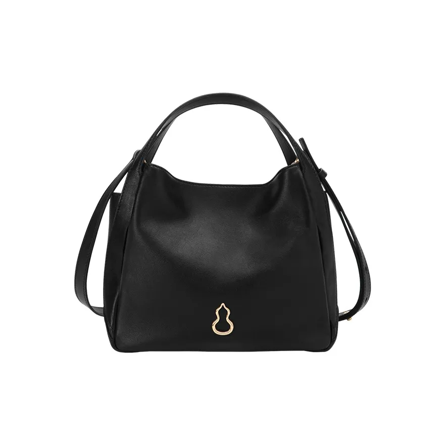 BAMPO Top Grain Cow Leather Handbag, Shoulder Bag, Crossbody Bag Trumpets Women's Black/Brown