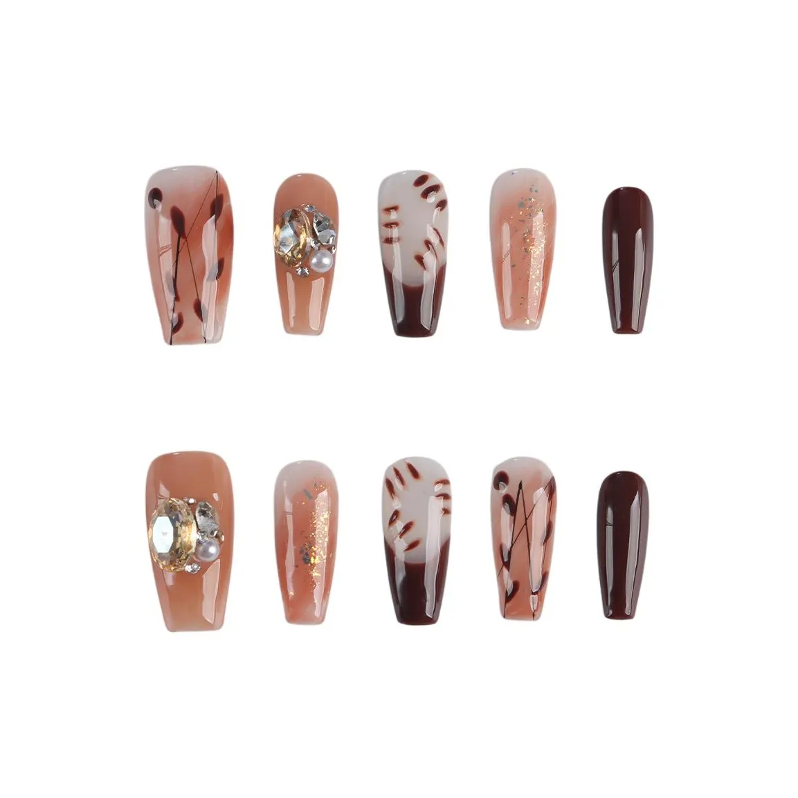 Song Biography Модный Nail Art Ручной работы Ombre Французский Утонченный False Nail 25 мм Средний LADDER