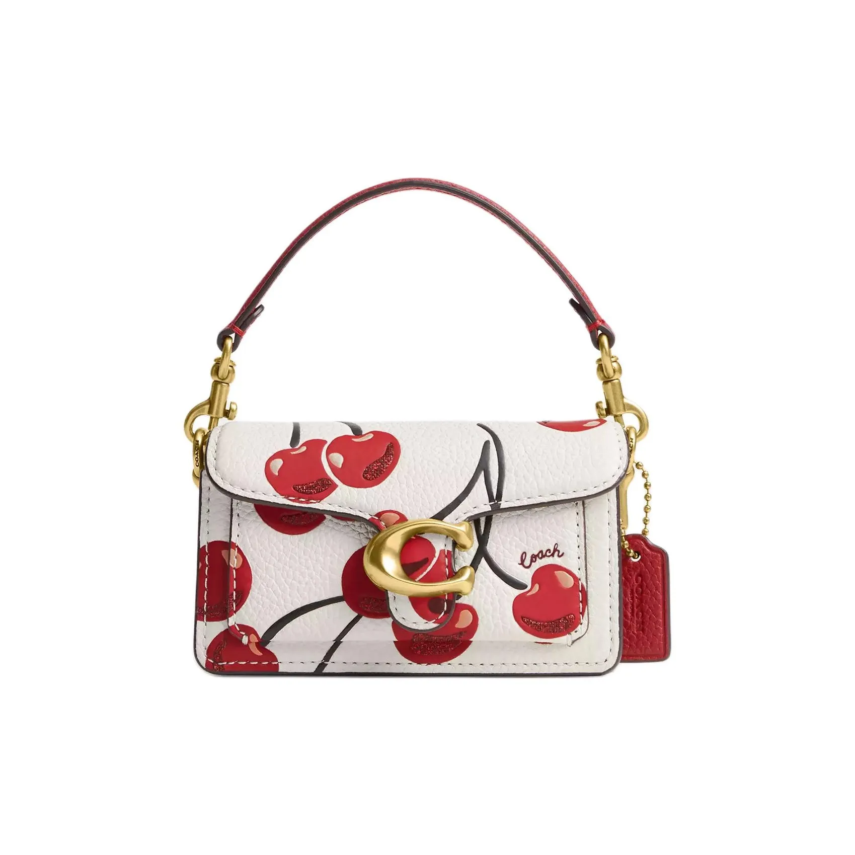 COACH Tabby Кожа Сумка Мини Женская Белая и Красная