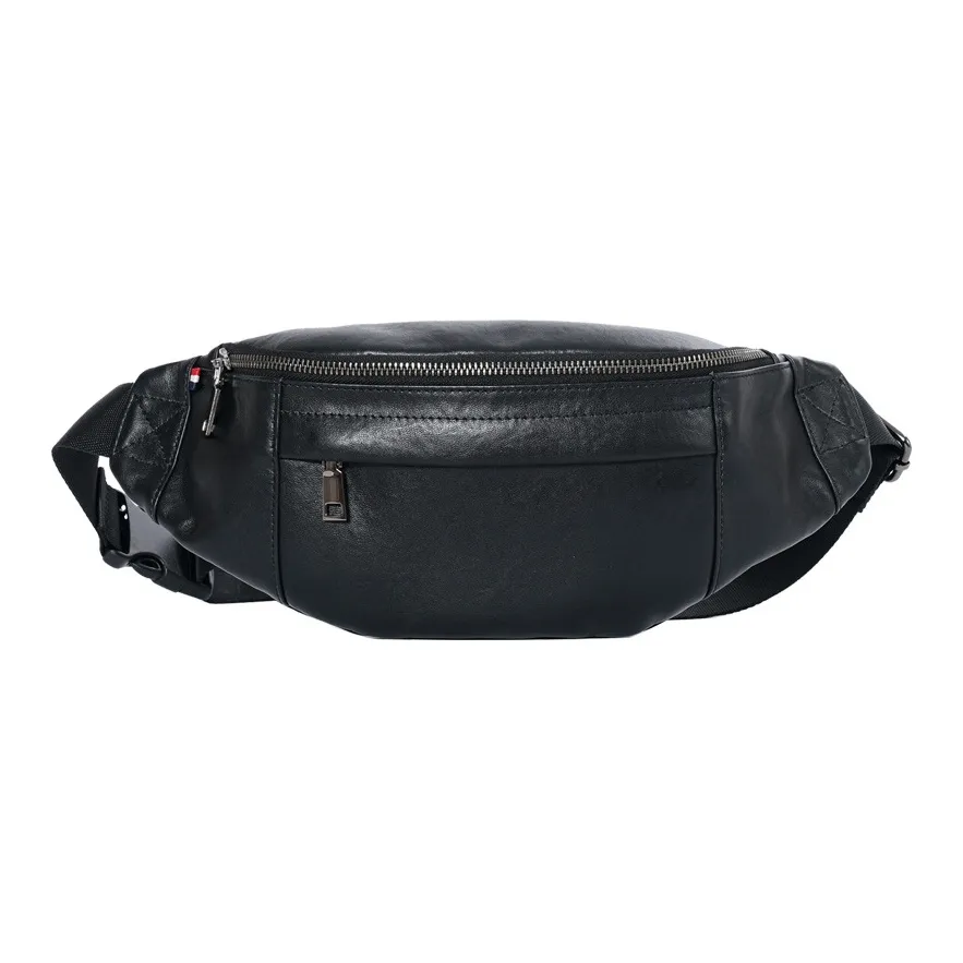 DOSRFINI Коровья кожа Бананка Стандартный Мужской Черный