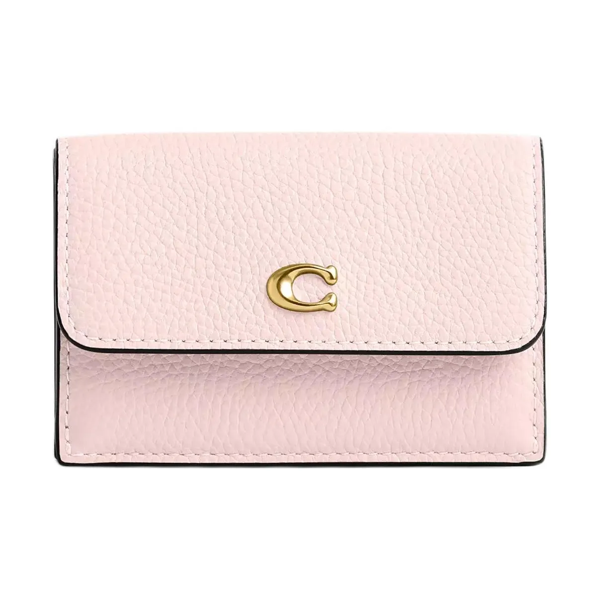 COACH Pebble Leather Wallet Mini Women's Blush Pink