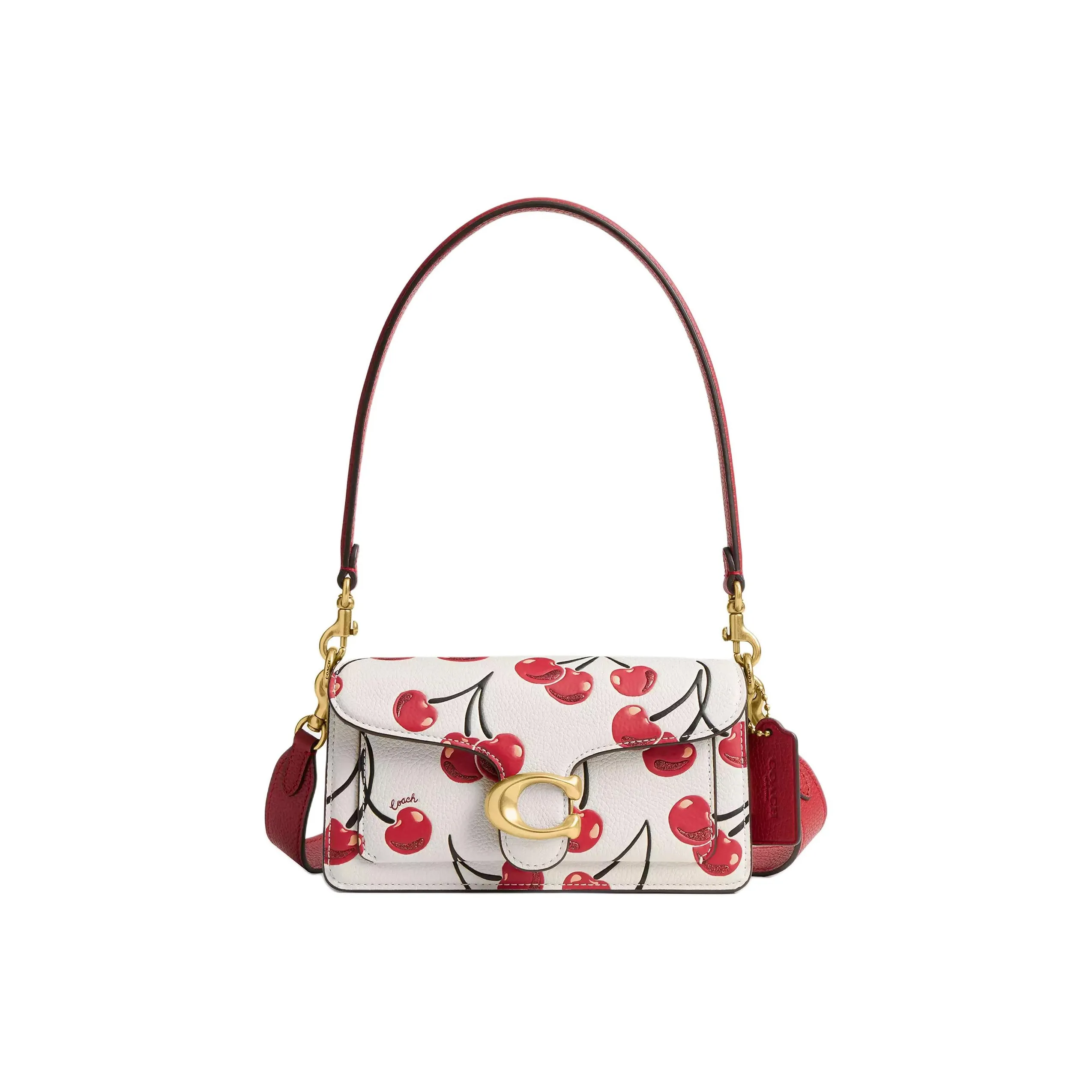 COACH Tabby Кожа Портативный Сумка через плечо Маленькая Сумка через плечо Женская Белая и Красная
