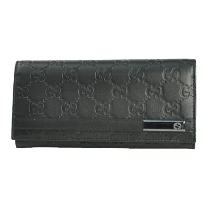 GUCCI Leather Wallet Women's Black
