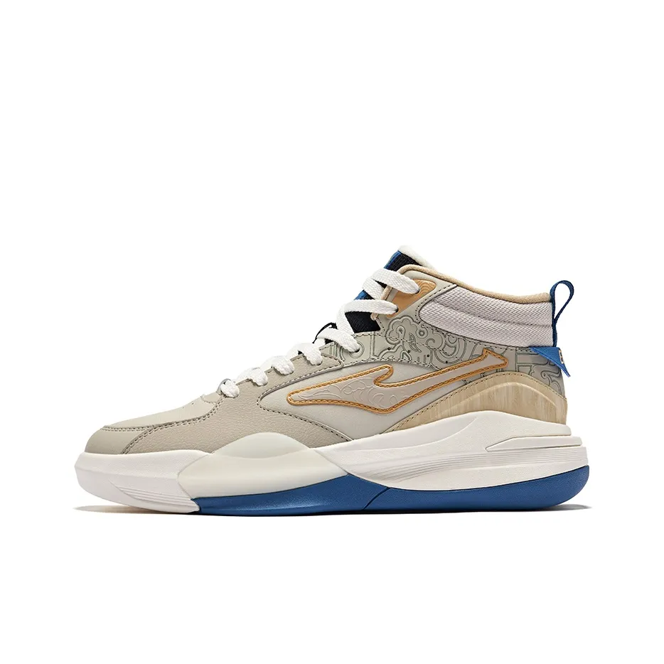 Erke Tang Palace Night Garden 3V2 Anti Slip Wear Resistant High Top Skateboard Shoes Men's Beige Blue Brown