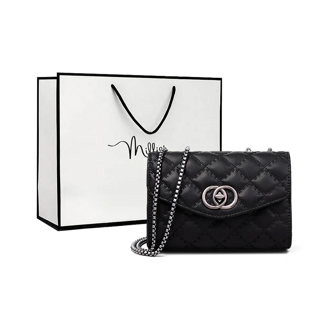 MILLIE'S Сумка через плечо из коровьей кожи с синтетической кожей маленькая квадратная сумка стандартная женская черная