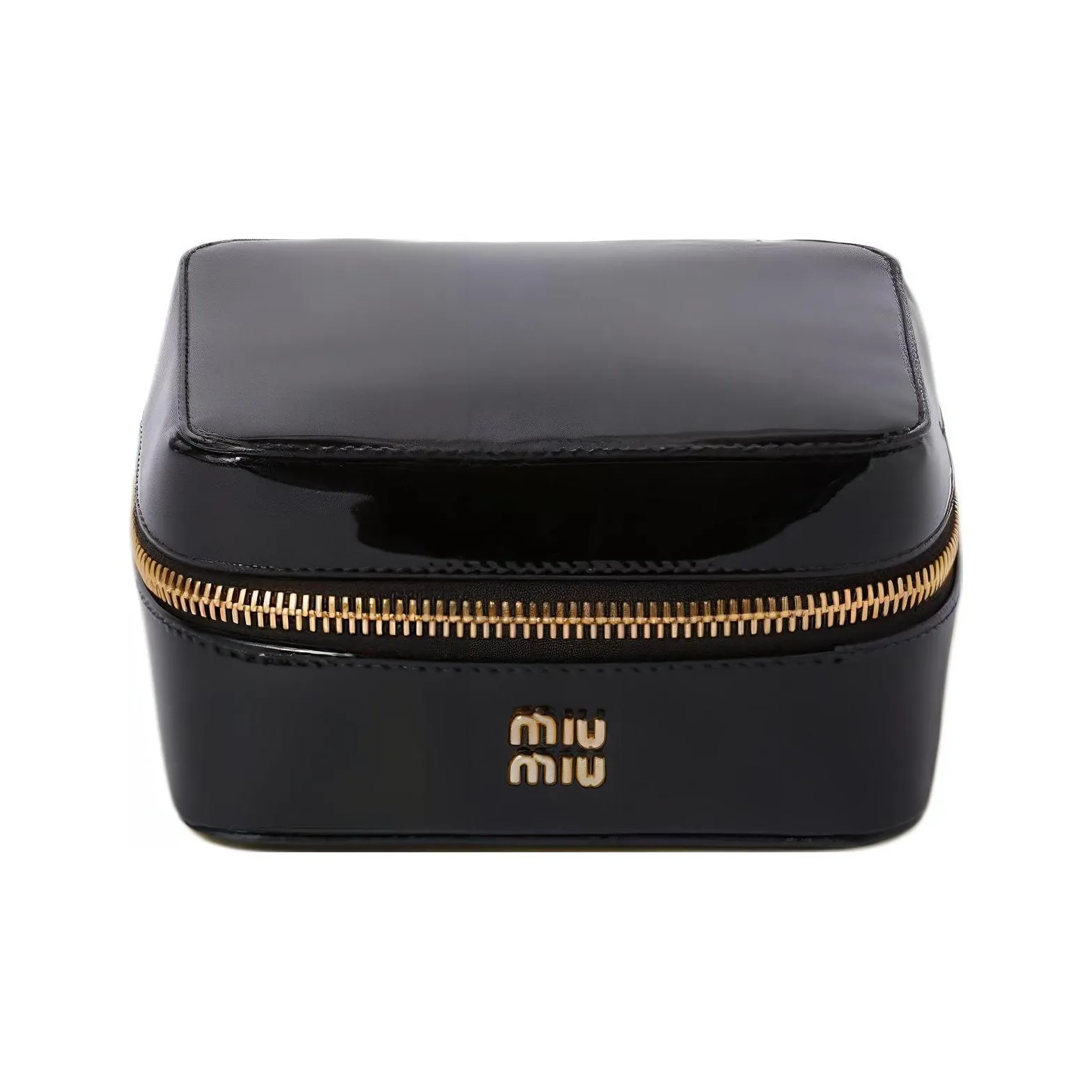 MIU MIU Leather Bonded Patent Leather Jewelry Box Convertible Bag Women's Black