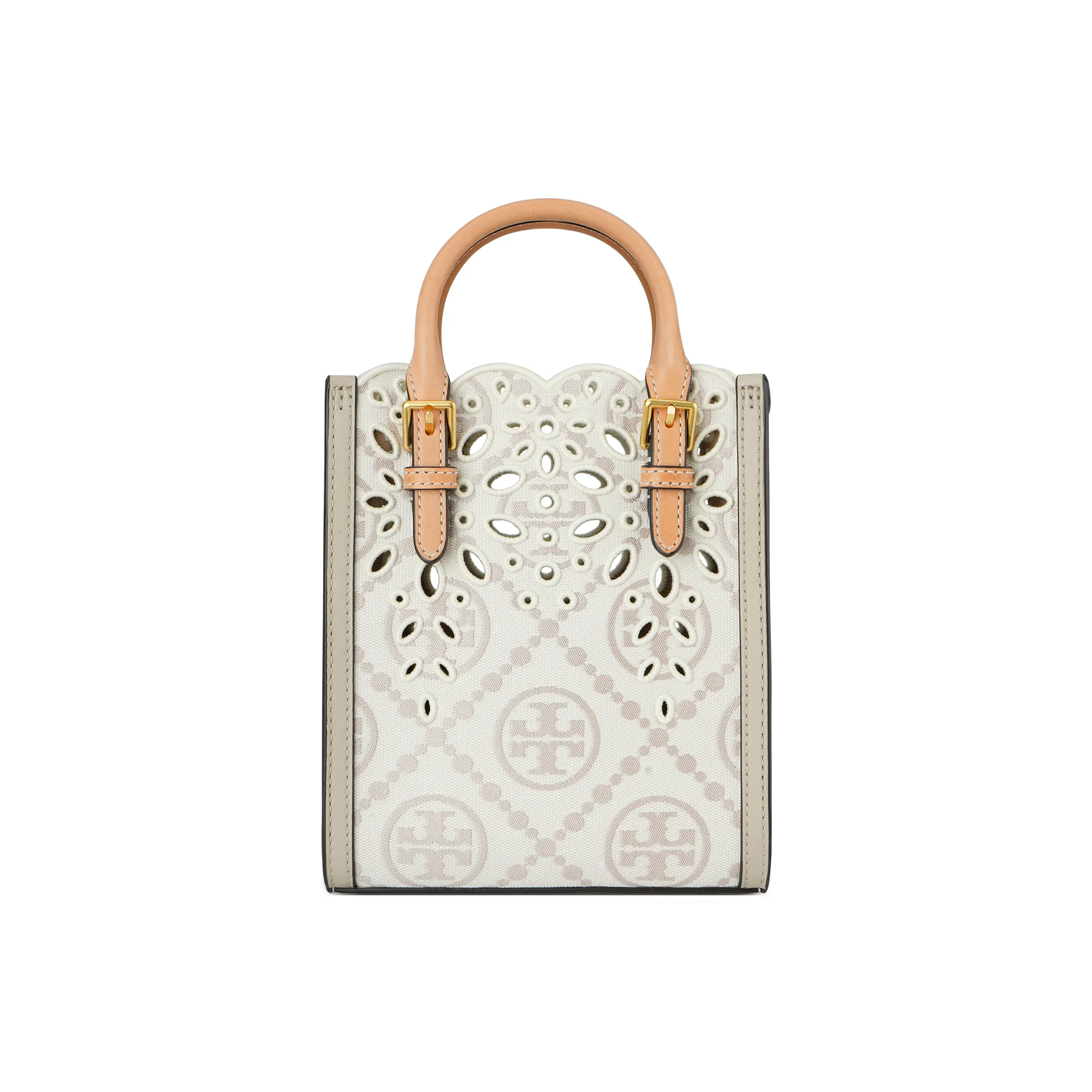 TORY BURCH T Monogram Leather Tote Bag, Shopping Bag, Shoulder Bag, Crossbody Bag, Handbag Mini Women's Ivory White