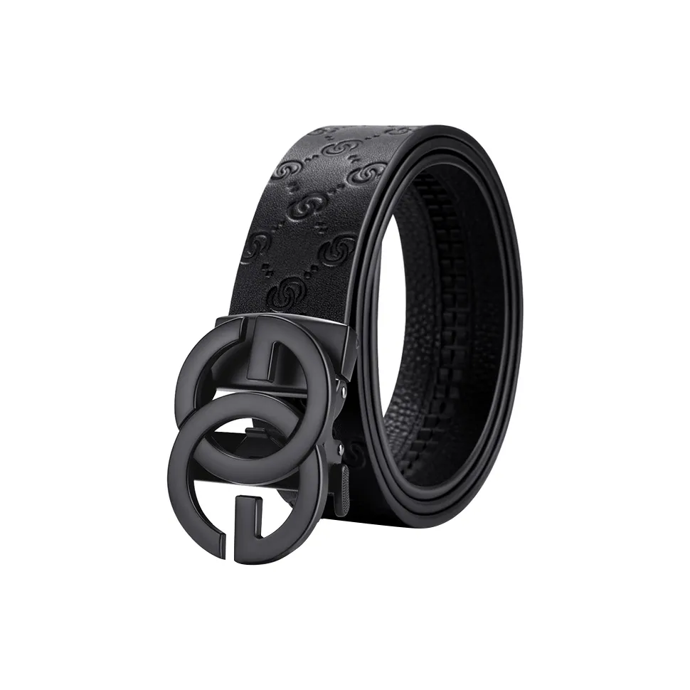 POLO Cow Leather Belts Men's Electroplated Black Width  3.5cm