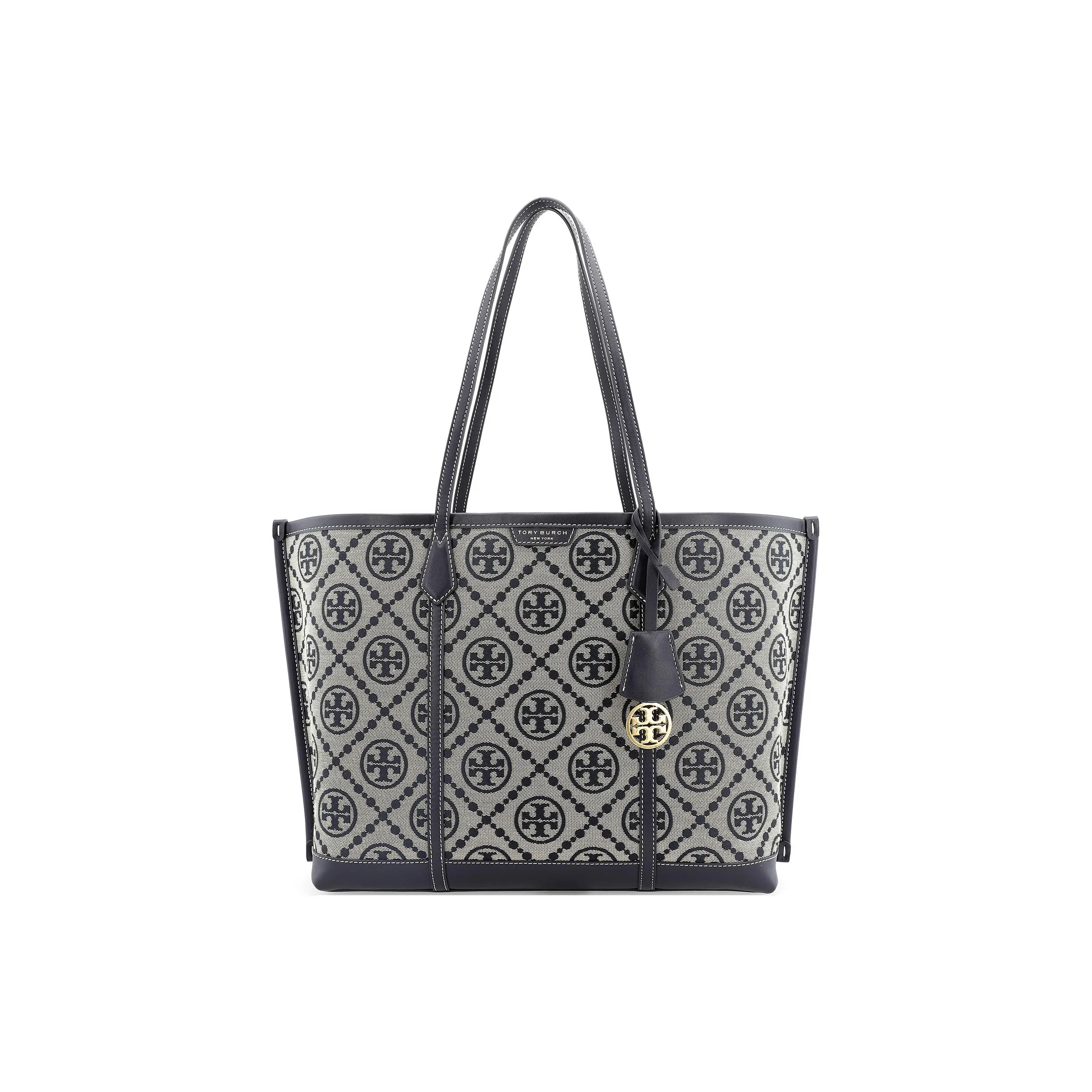 TORY BURCH PerryT Monogram Fabric Tote Bag, Shopping Bag, Shoulder Bag, Handbag Regular Women's