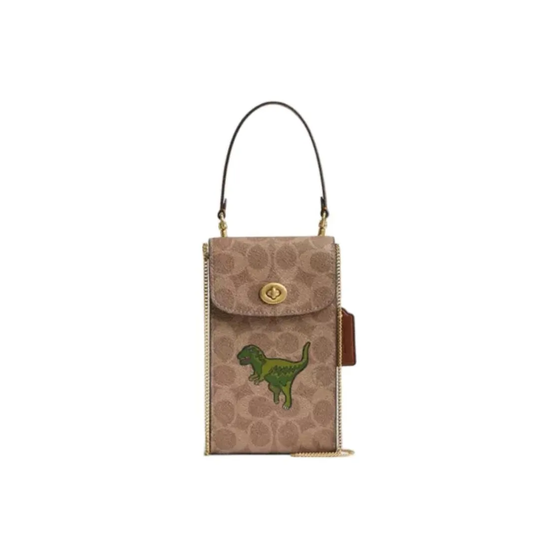 COACH Turnlock Coated Canvas Handbag Mini Women's Tan Multicolor
