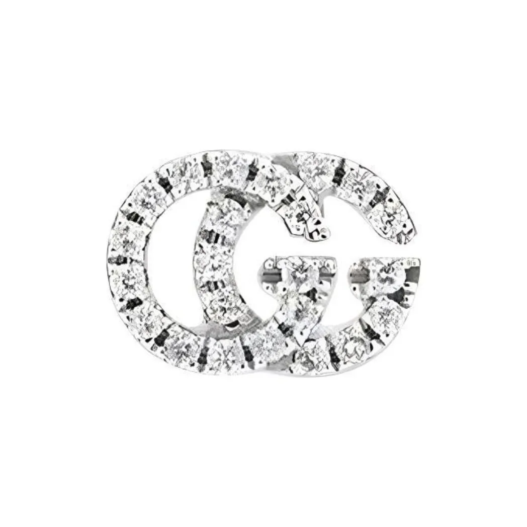 GUCCI 18kt White Gold Interlocking Diamond Stud Earrings