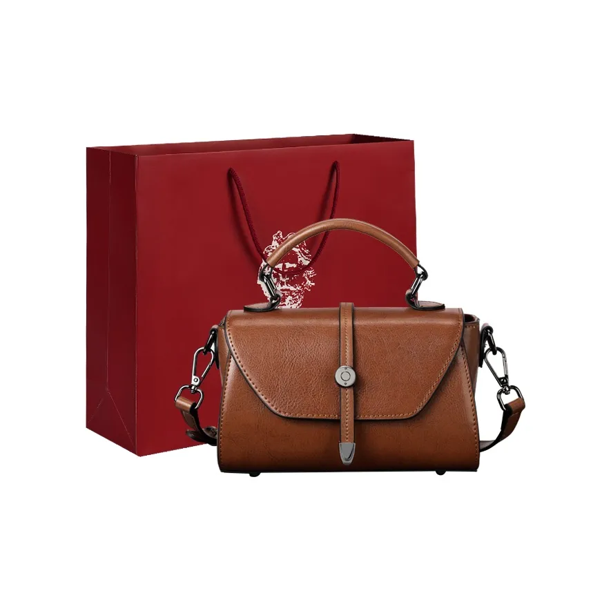 Old Man's Head Коровья кожа с синтетической кожей ручная сумка через плечо женская коричневый