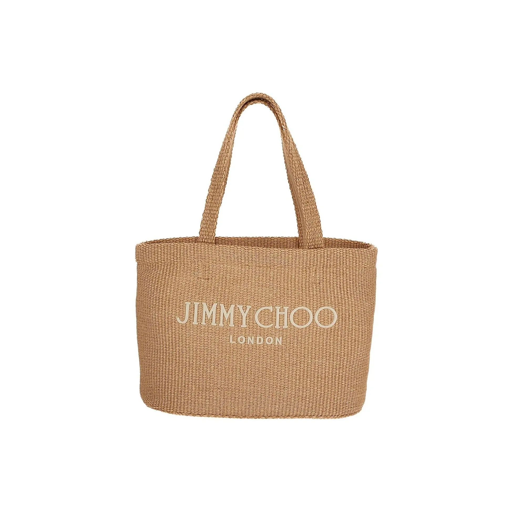 Jimmy Choo Logo Embroidered Woven Tote Bag