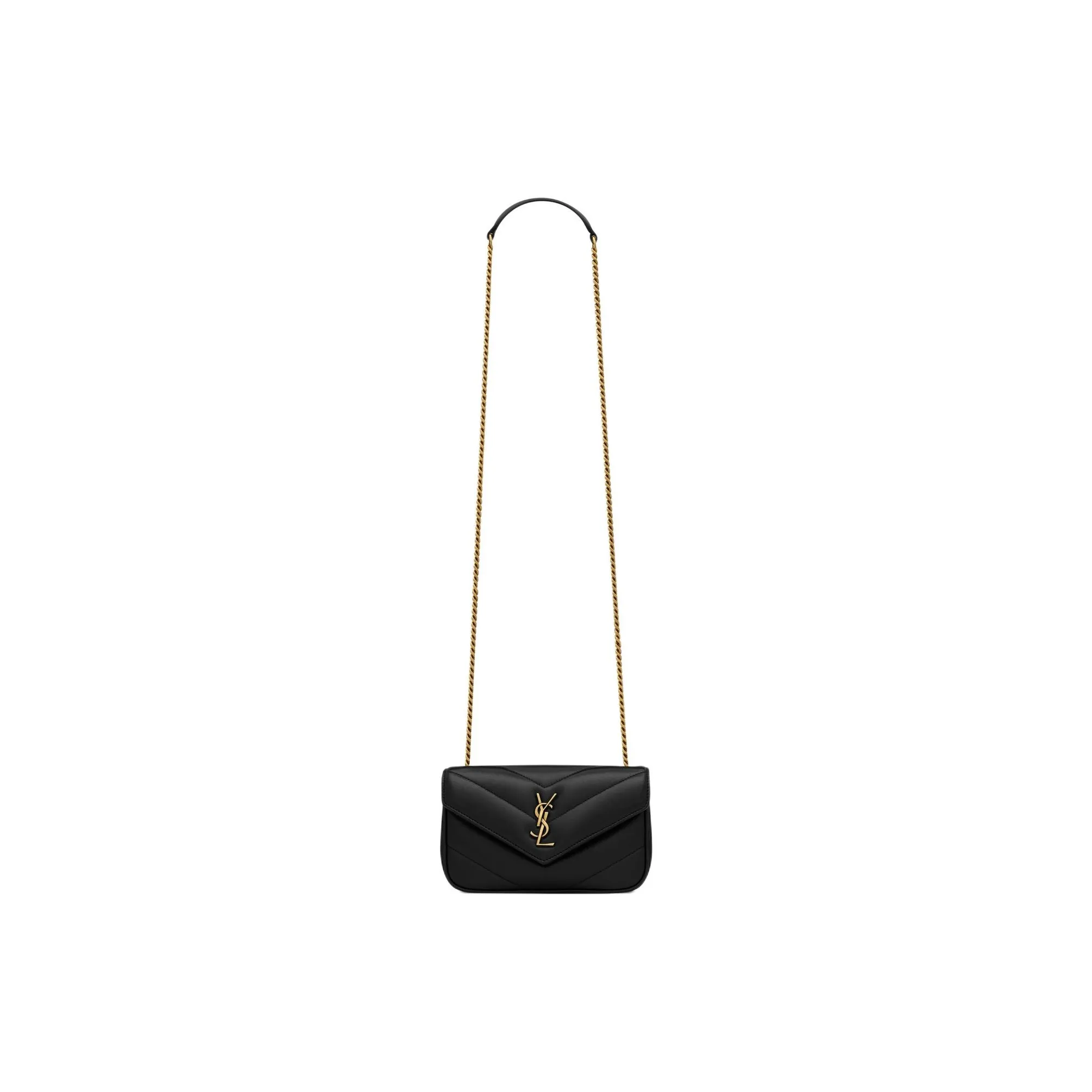 SAINT LAURENT LOULOU Sheepskin Shoulder Bag, Crossbody Bag Mini Women's Black