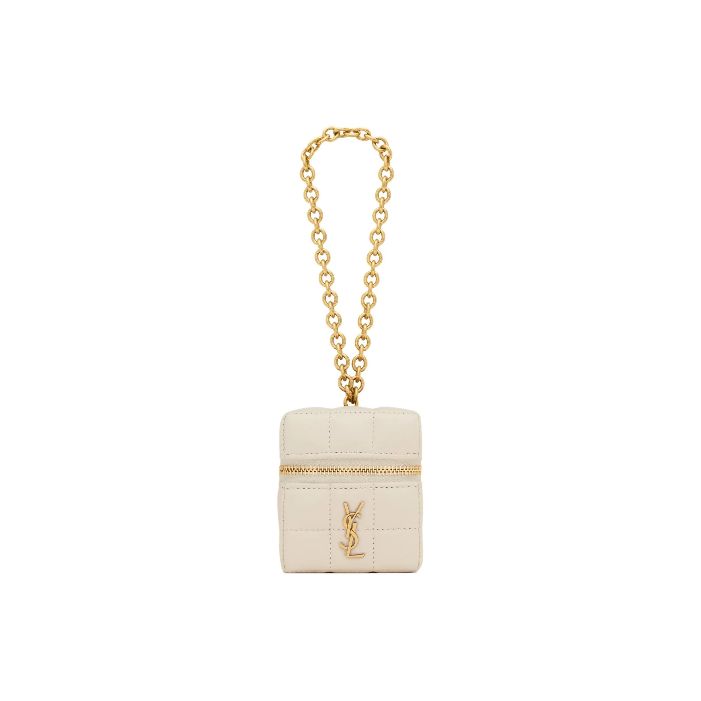 SAINT LAURENT Sheepskin Coin Purse Mini Women's Vintage White