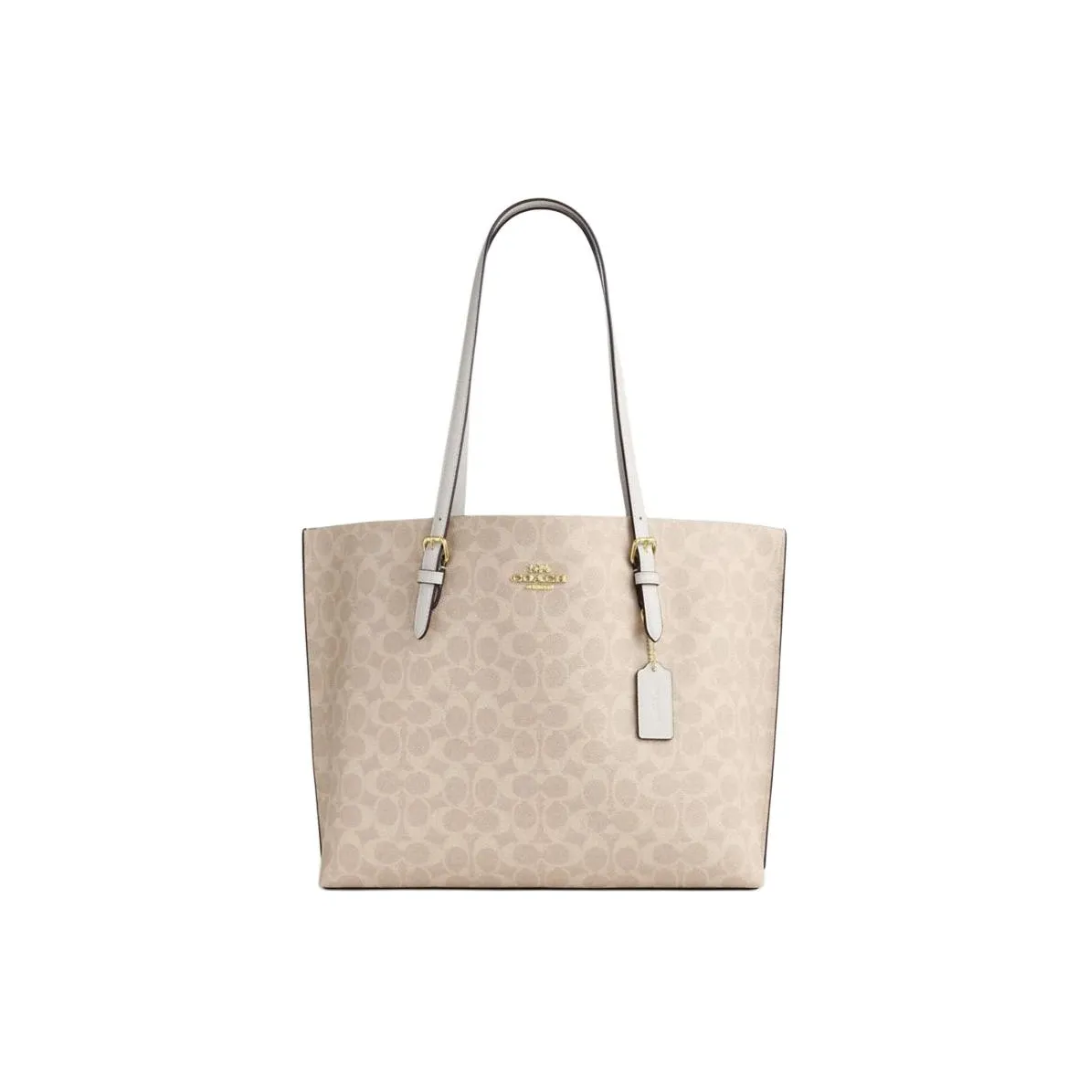 COACH Mollie Искусственная кожа Тоут Сумка Сумка для покупок Сумка Большая Женская Песочный Желтый и Мел Белый