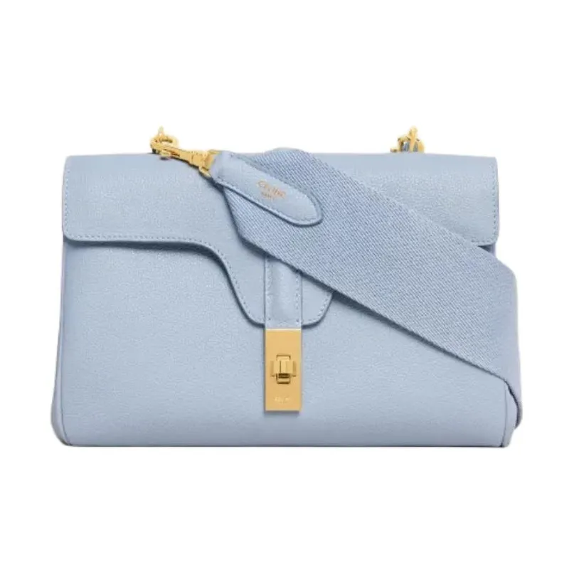 CELINE 16 Grain Calfskin Shoulder Bag, Crossbody Bag Women's Candy/Light Blue