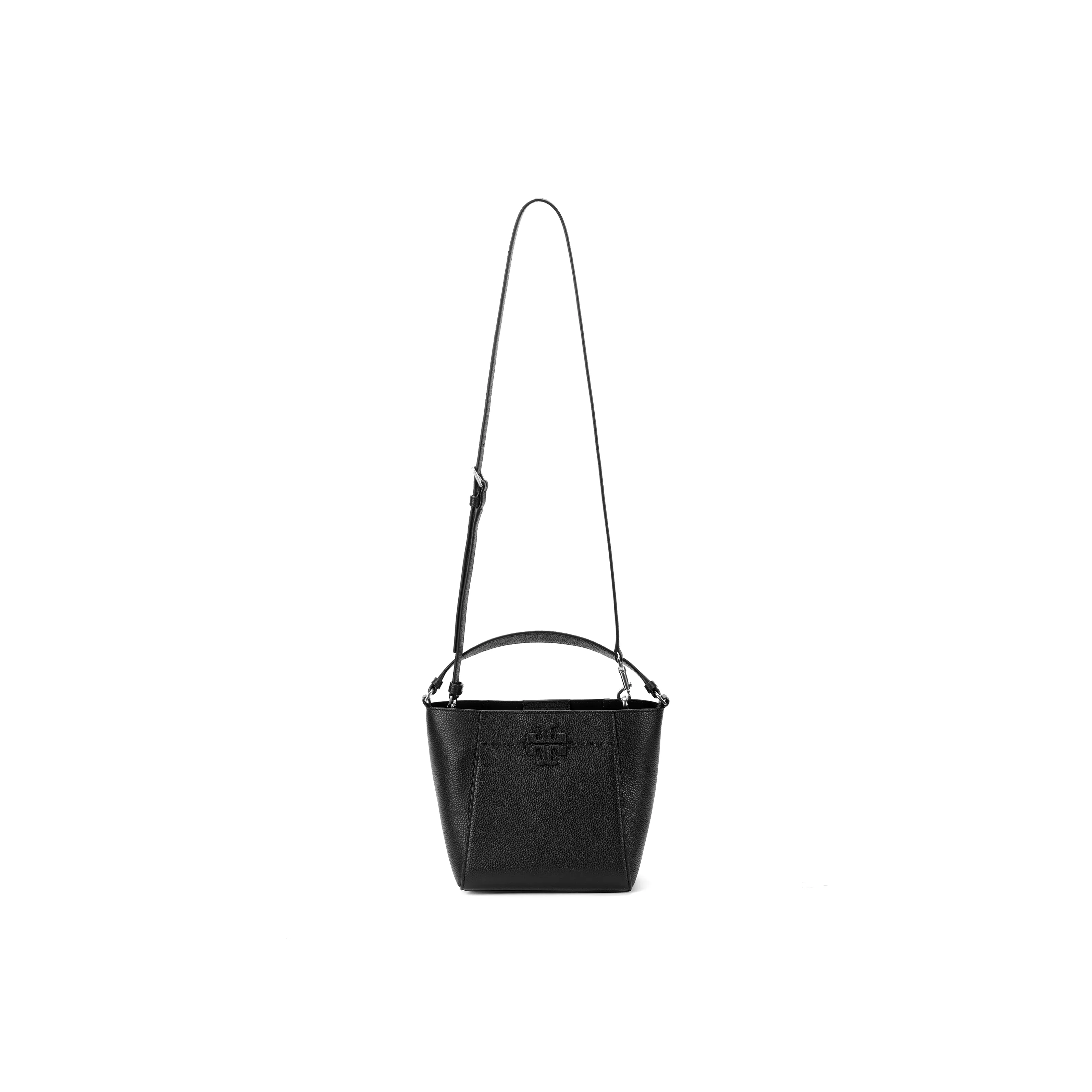 TORY BURCH McGraw Cow Leather Bucket Bags Shoulder Bags Handbags Small Size Women's Black