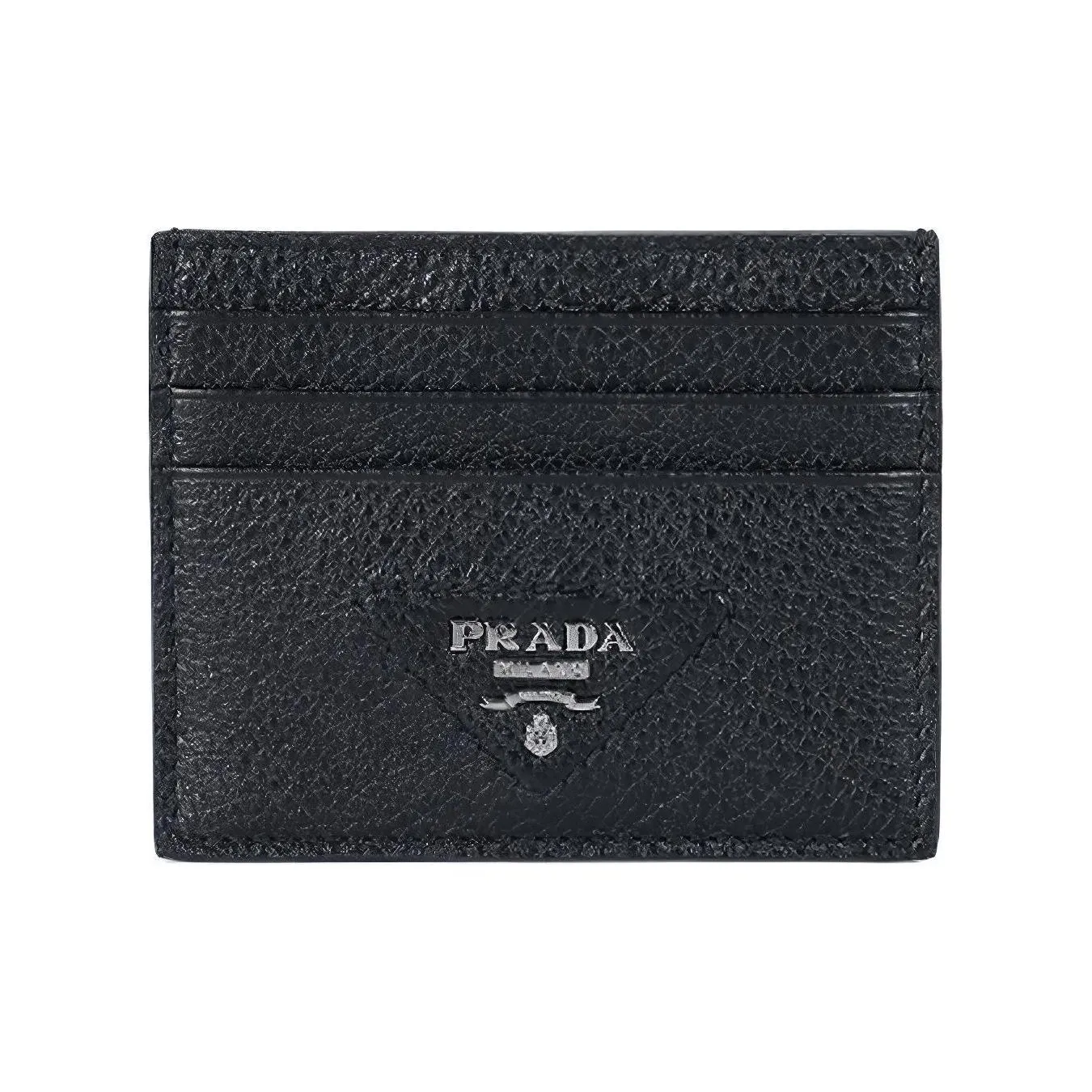 PRADA Leather Card Holder Card Holder Women's Silver