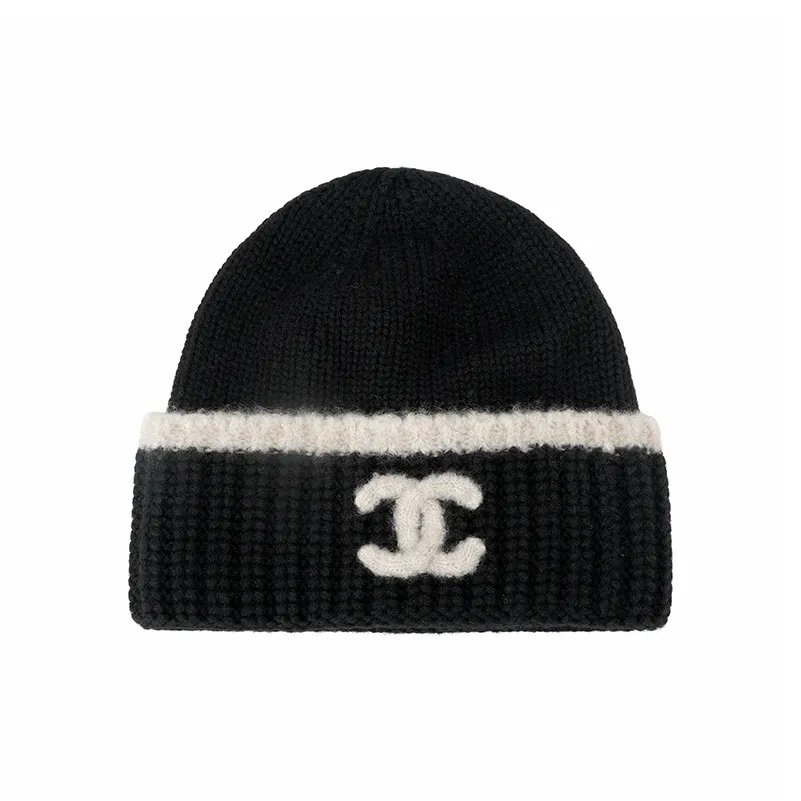 CHANEL Cashmere Beanies Unisex Black