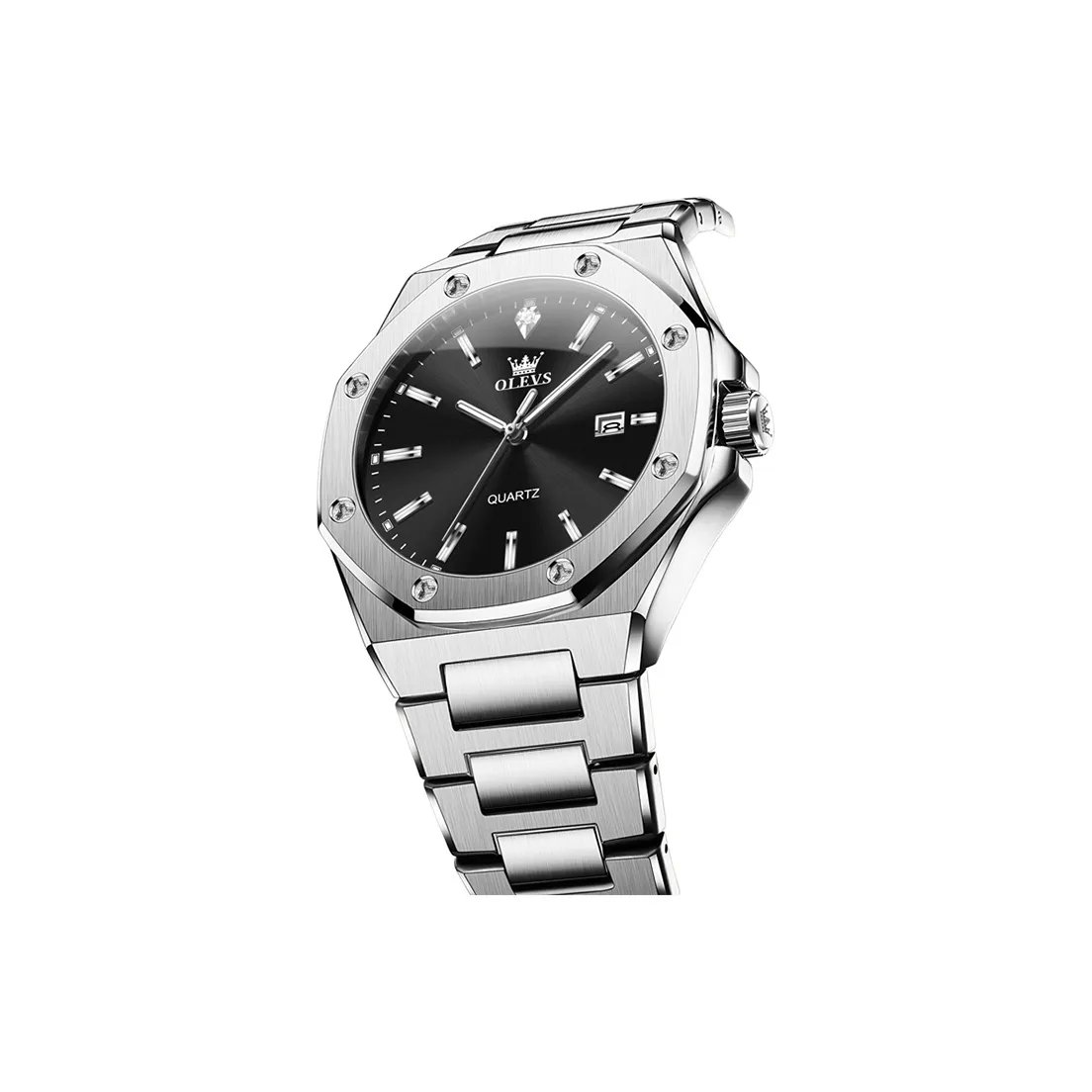 OLEVS Кварцевый механизм Часы Мужские Черный циферблат