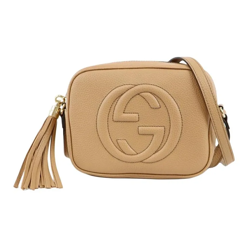 GUCCI Soho Leather Crossbody Bag, Shoulder Bag Women's Rose Beige