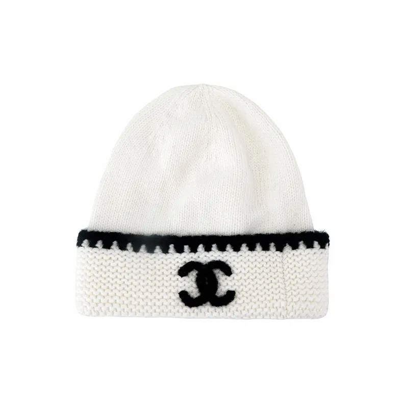 CHANEL Cashmere Beanies Unisex White/Black