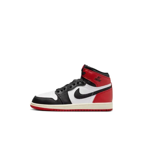 Jordan 1 Детские баскетбольные кроссовки High Топ Черный/белый/красный Kids