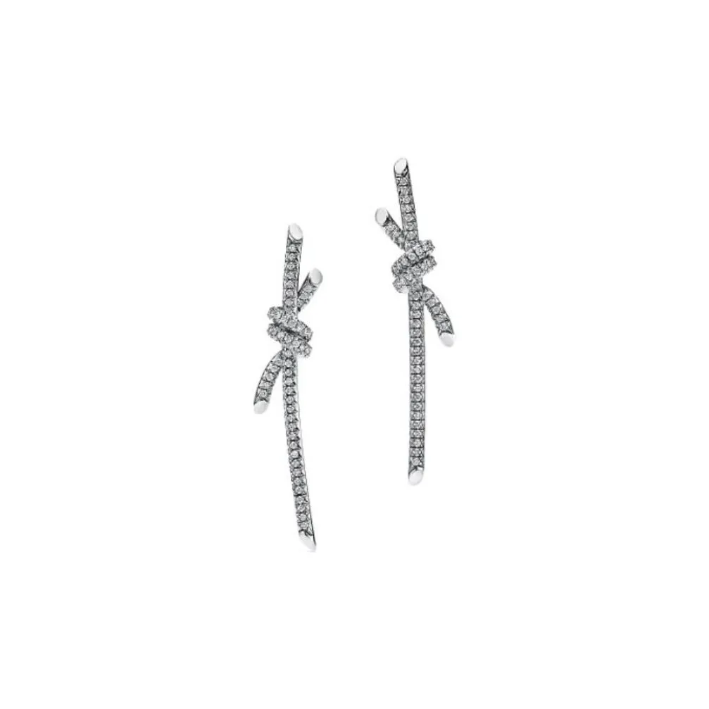TIFFANY & CO. 18K White Gold Earrings Women's Silver