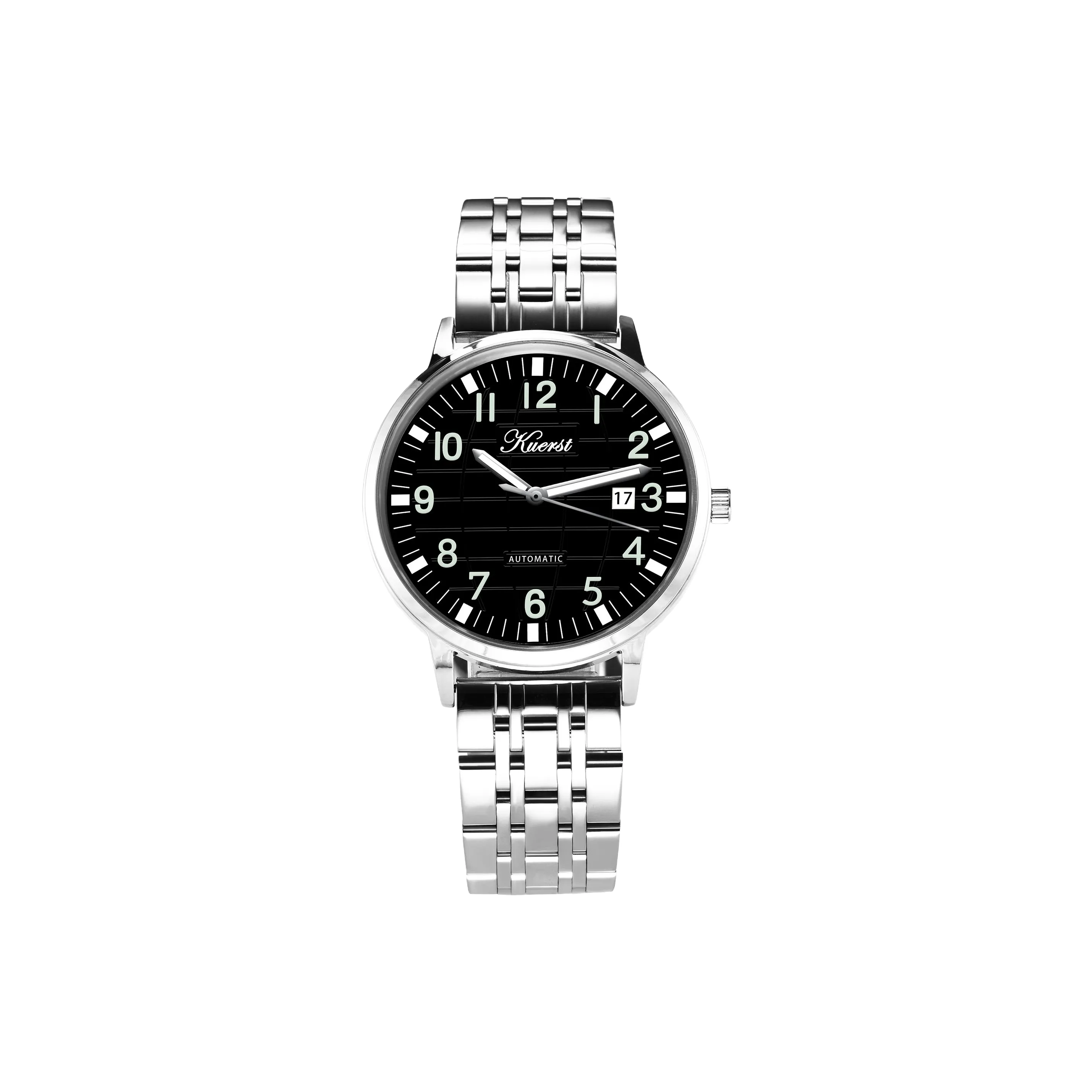 KUERST Automatic Mechanical Movement Steel Strap Watch Men's Watches White Dial