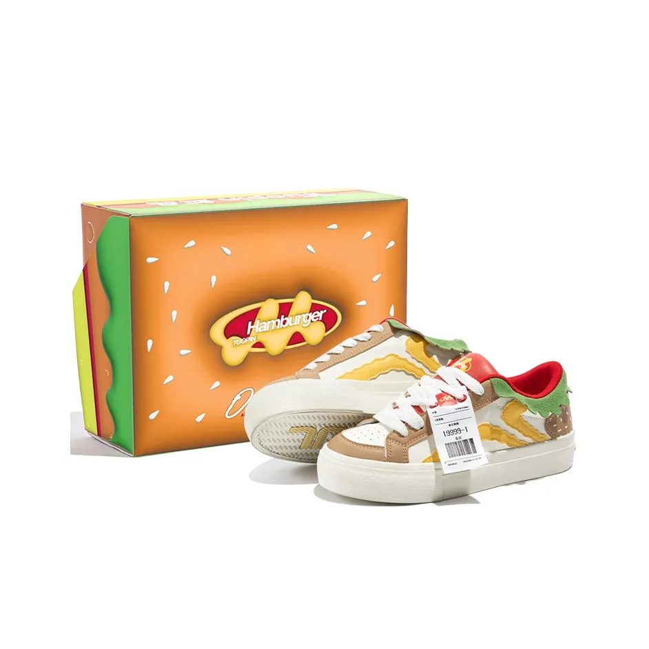 TUOPIN Pie Shoes Hamburger Shoes Box Wear resistant And Lightweight Low Top Skateboard Shoes Unisex