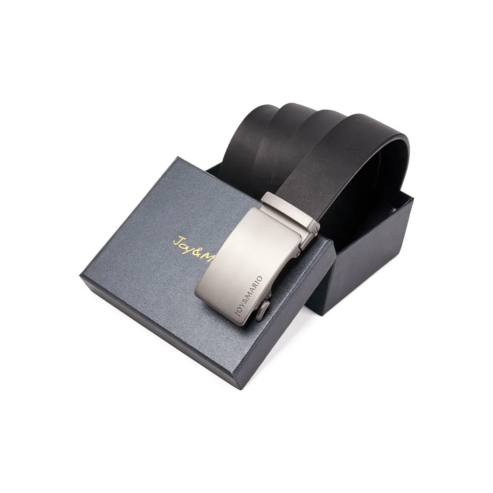 Joy Mario Спилок коровья кожа Повседневный Практичный Удобный Мужской Классический черный Сканирующий пистолет Элегантный черный Ширина 3,5CM