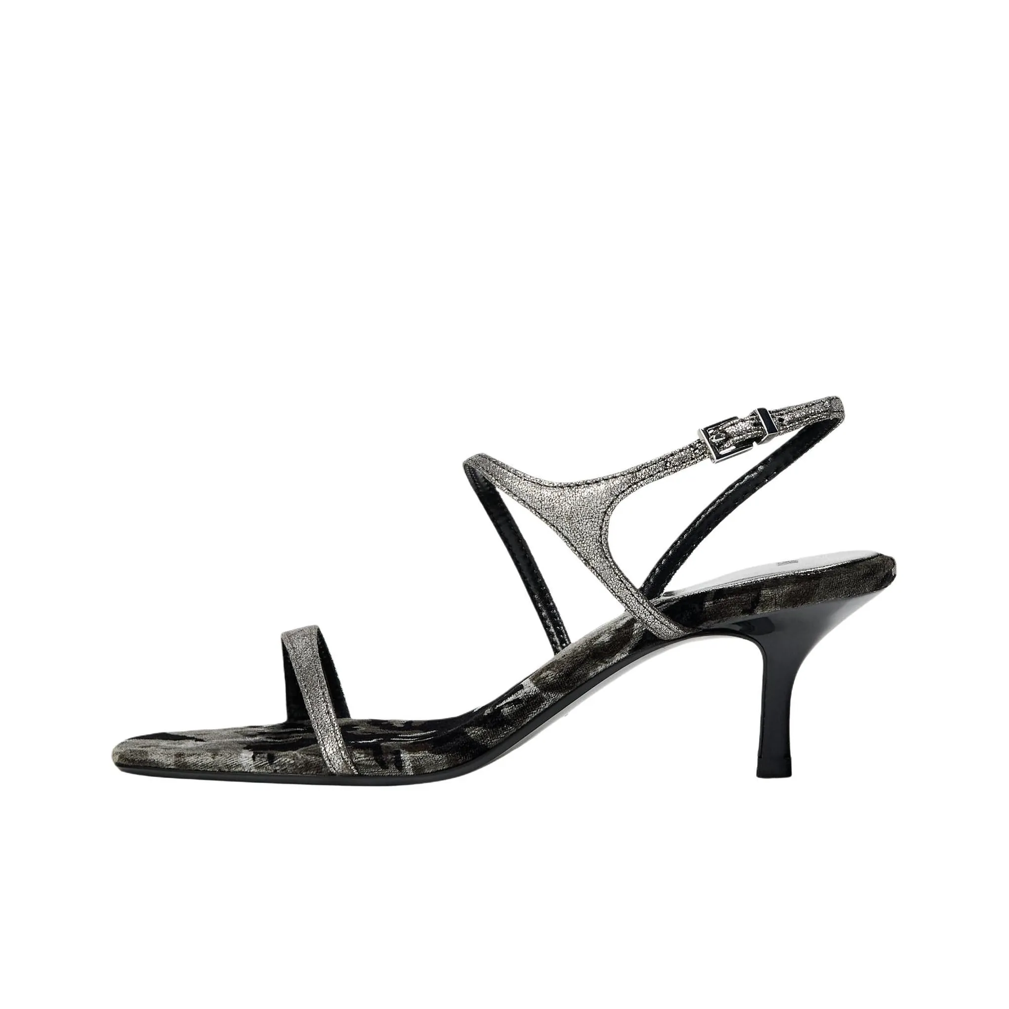 ZARA One Ремень Сандалии 6 см Женские Серебряные