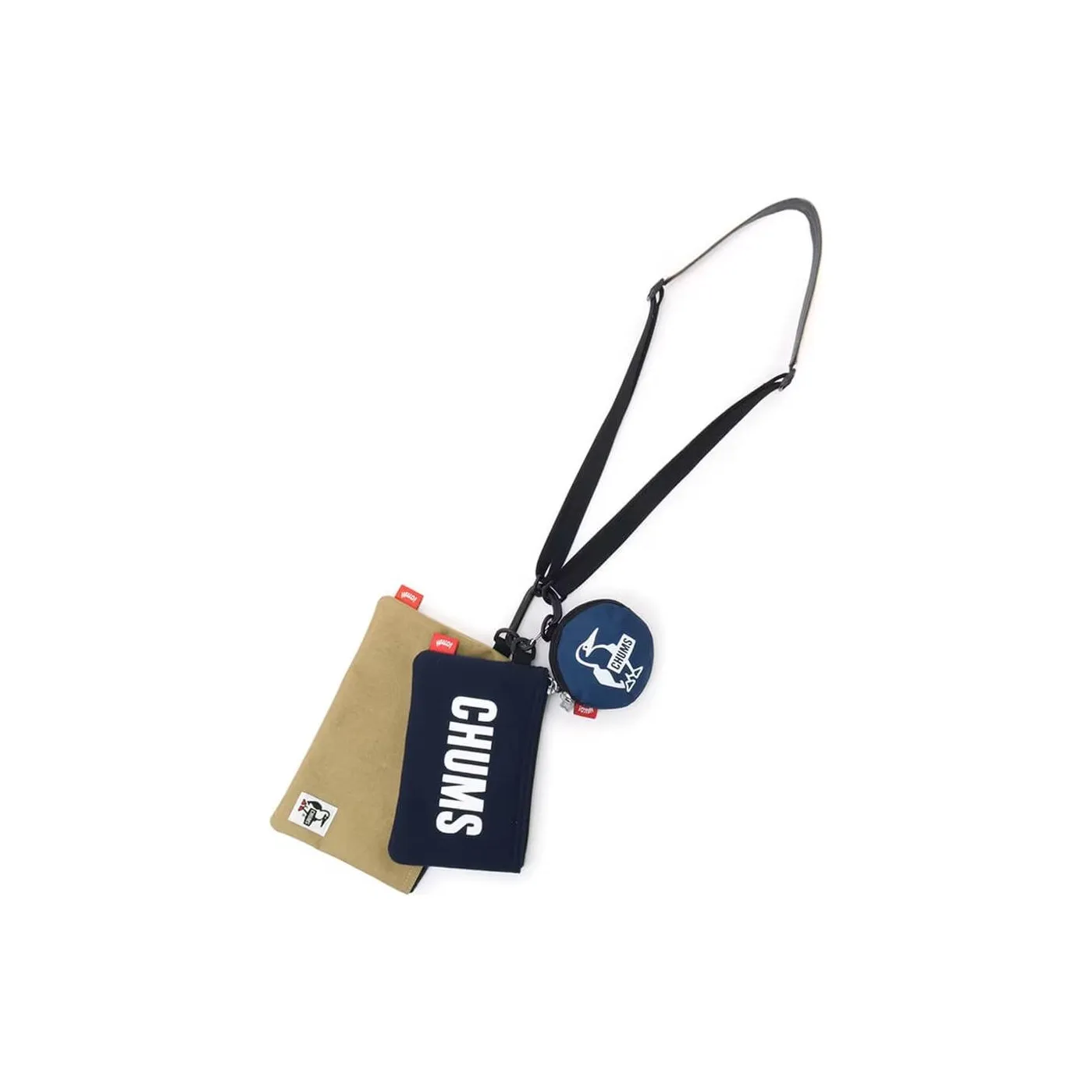 CHUMS Cotton Document Bag, Card Holder, Coin Purse Regular Unisex Marine Blue & Beige