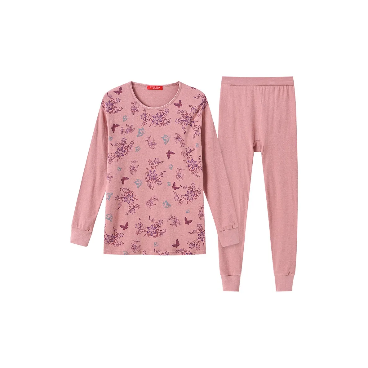 Удобный и освежающий термокостюм для женщин пыльно-розовый с бабочкой