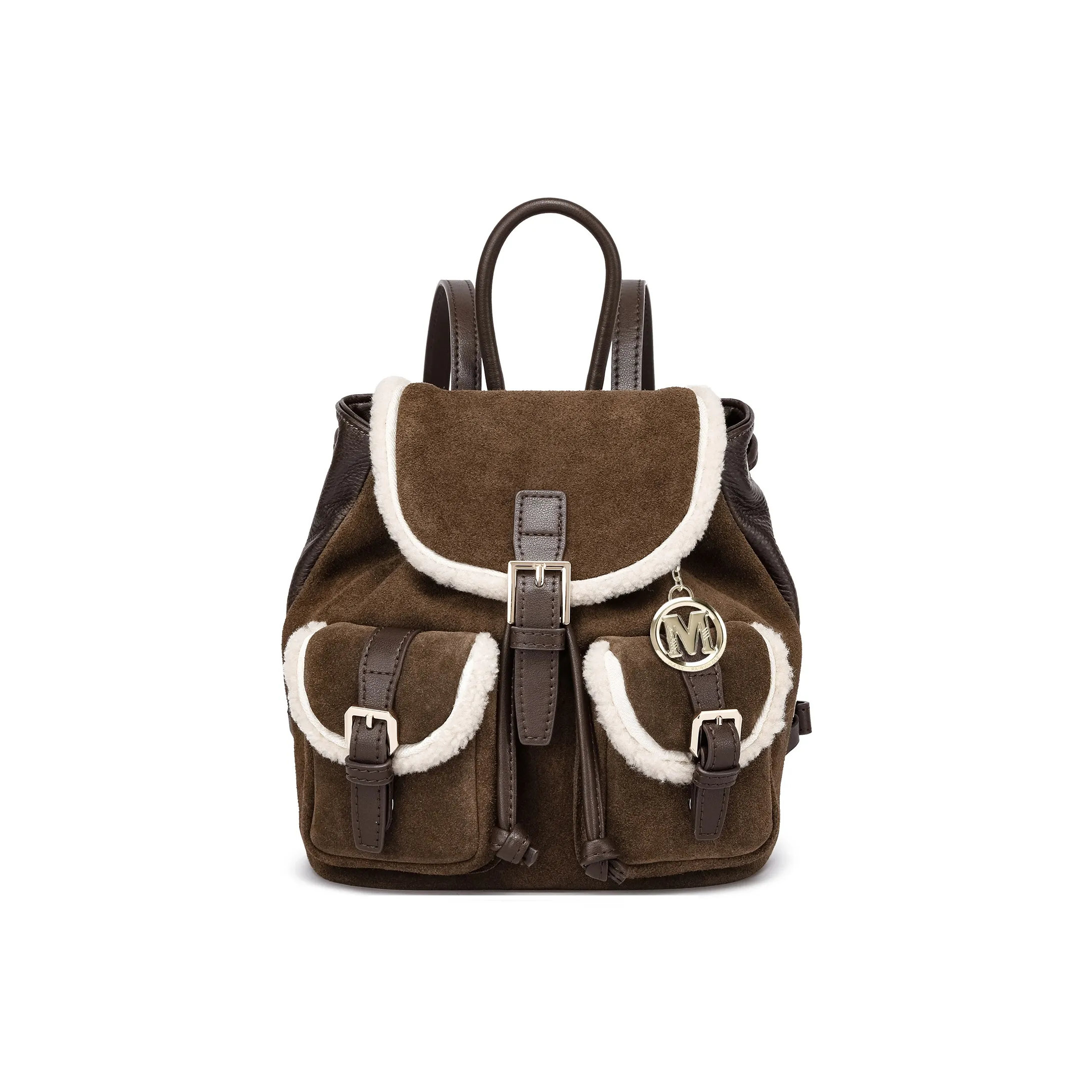 FAIRWHALE Нубук с овечьей шерстью и коровьей кожей рюкзак стандартный женский кофейный