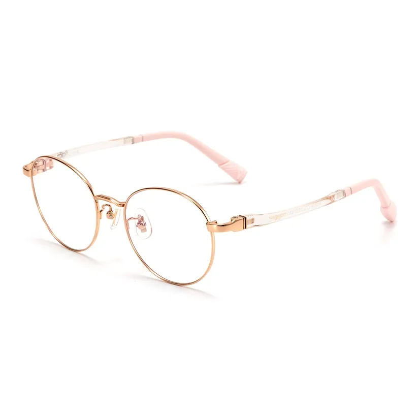 Police Титан Круглые Оправы для очков Детские Розовое золото