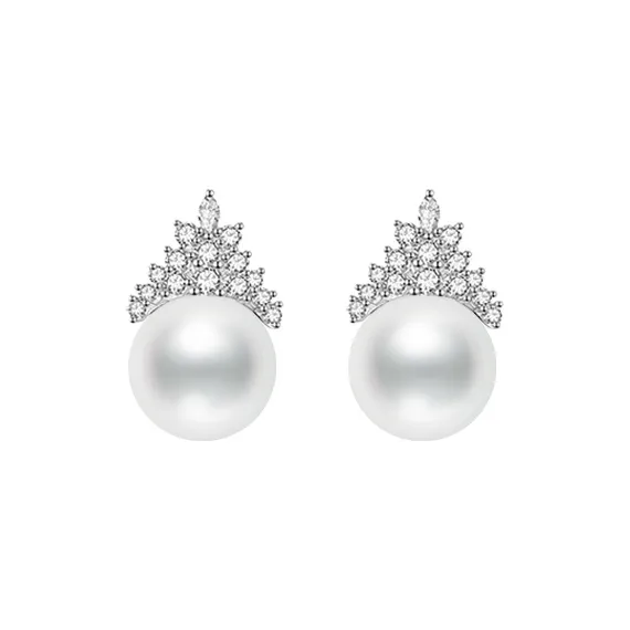 ANGEPERLE Freshwater Pearl Earring Studs Women's