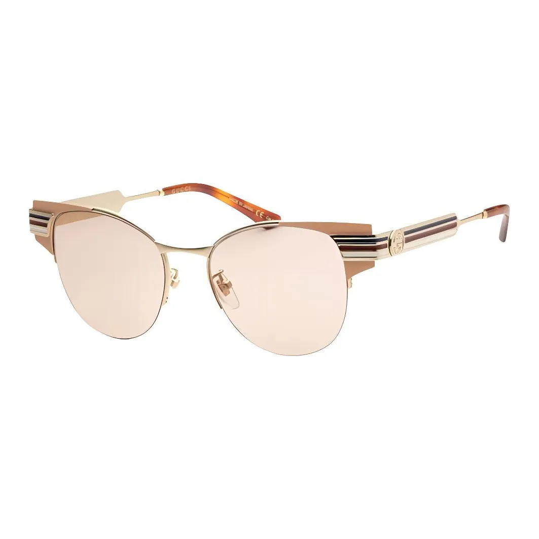 GUCCI Plastic Metal Oval Sunglasses Women's Gold
