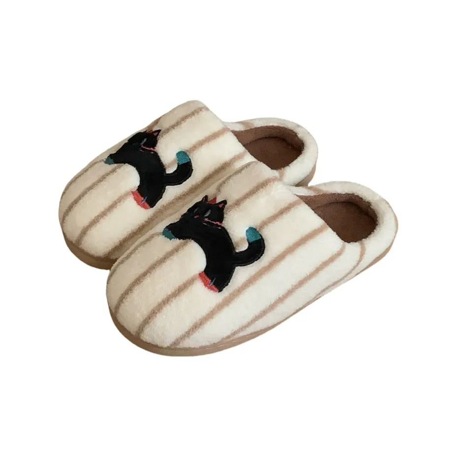 SHIGUDE Indoor Cotton Slipper Shoes Unisex Brown